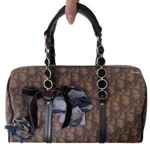 Authentic Christian Dior Monogram Trotter Romantique Boston Bag